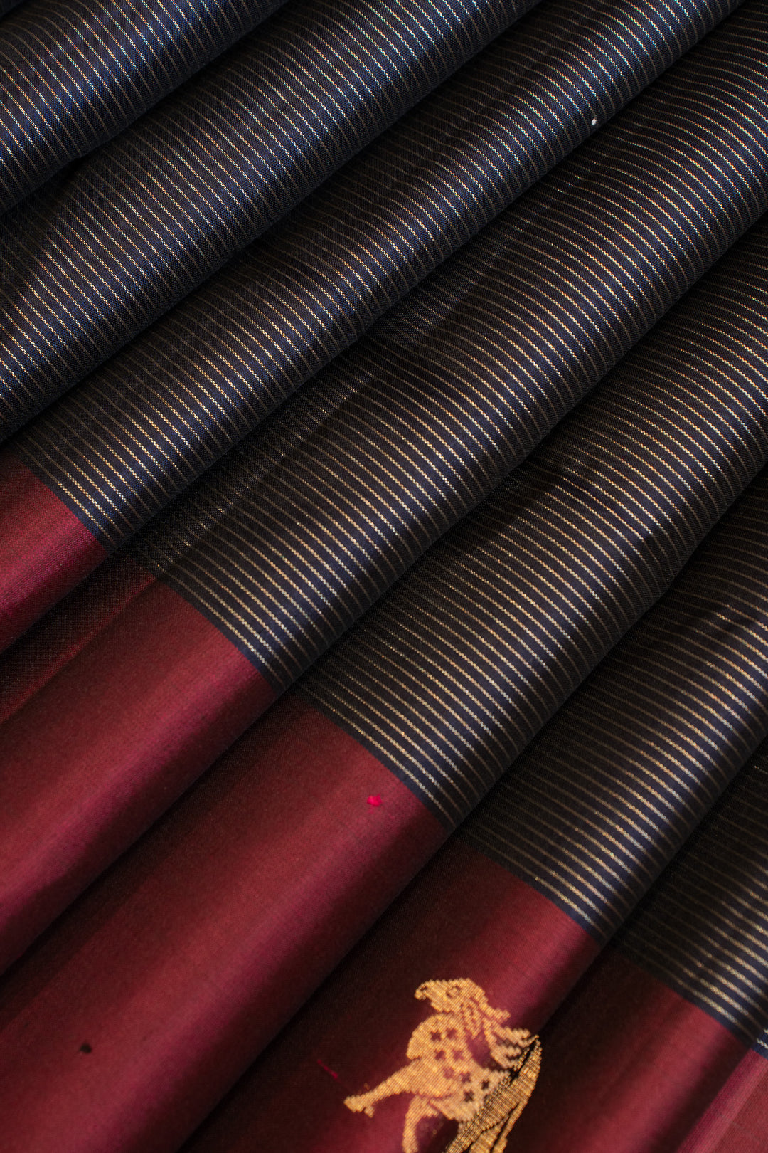 Blue and maroon vairaoosi pure Kanchipuram silk saree
