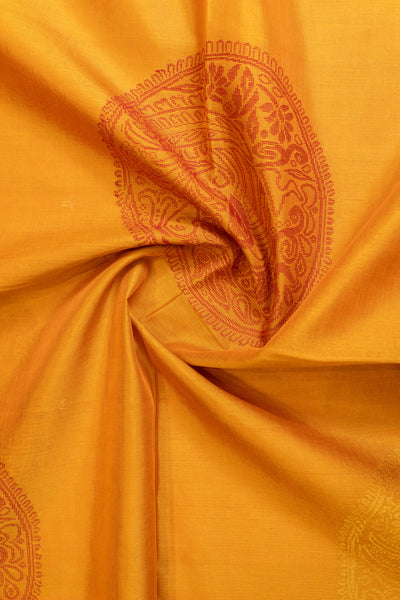 Mustard paisley pure silk cotton saree