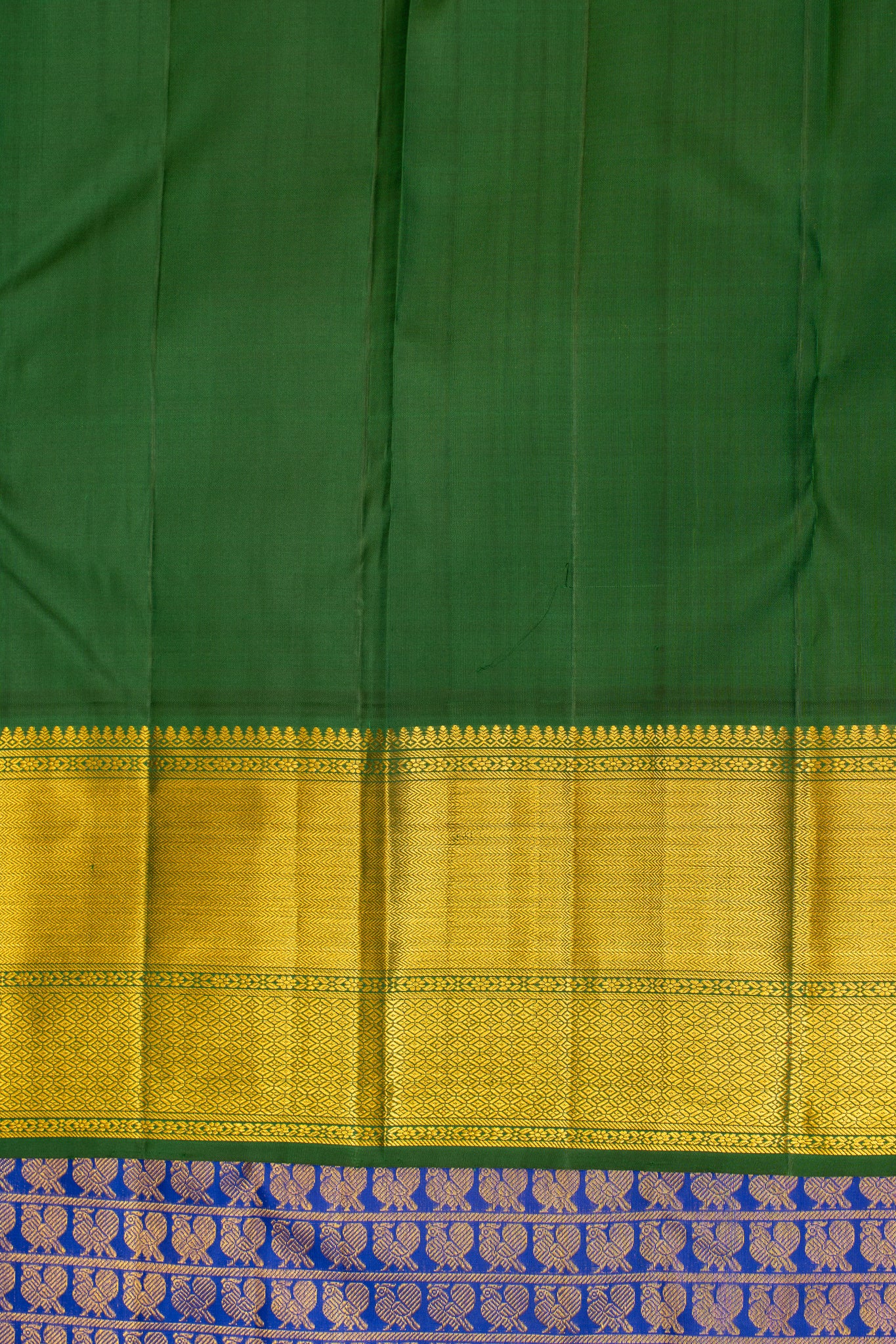 Vintage blue and green ayiram annam brocade pure kanjivaram silk saree