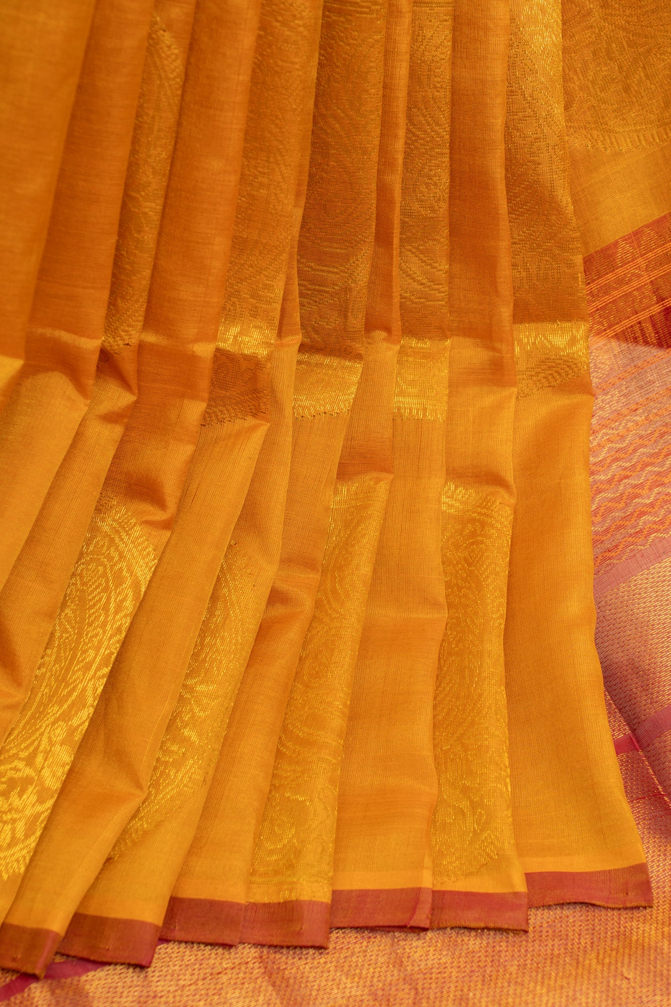 Mustard paisley pure silk cotton saree