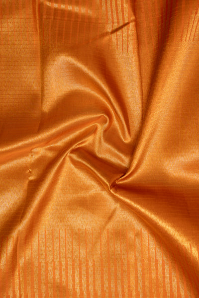 Bottle Green and Orange Pure Zari Checks Kanchipuram Silk Saree - Clio Silks