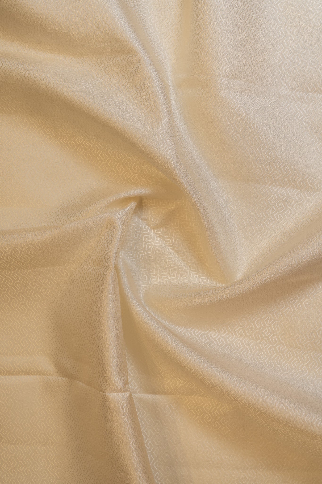 Pearl white embossed pure Kanchipuram silk saree