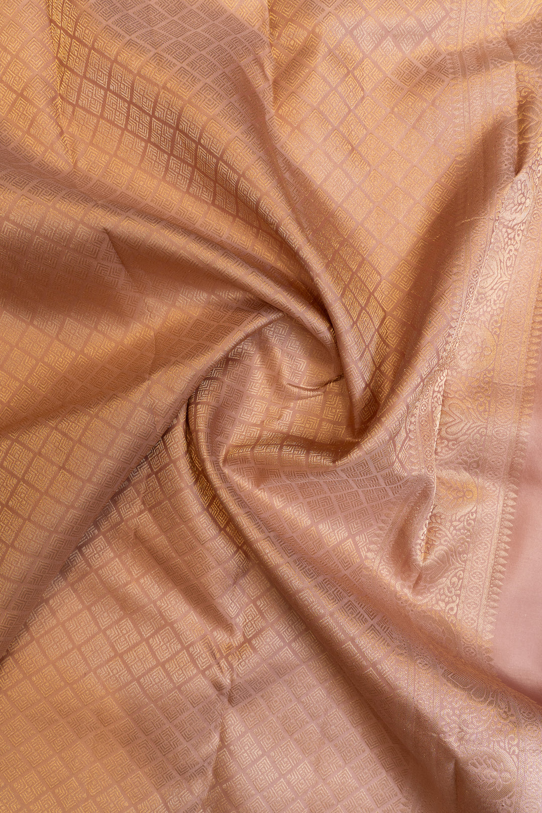 Dusty pink diamond brocade pure Kanchipuram silk saree