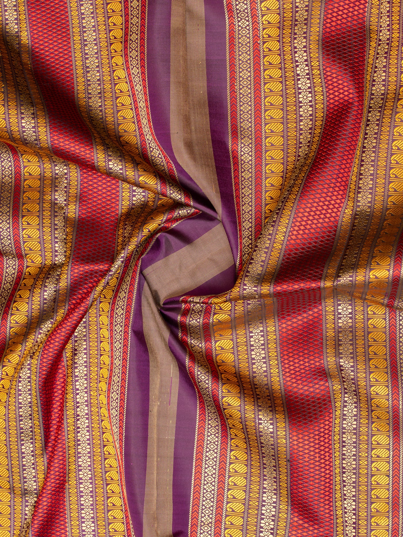 Beige and purple pattu pettu without zari kanjivaram silk saree