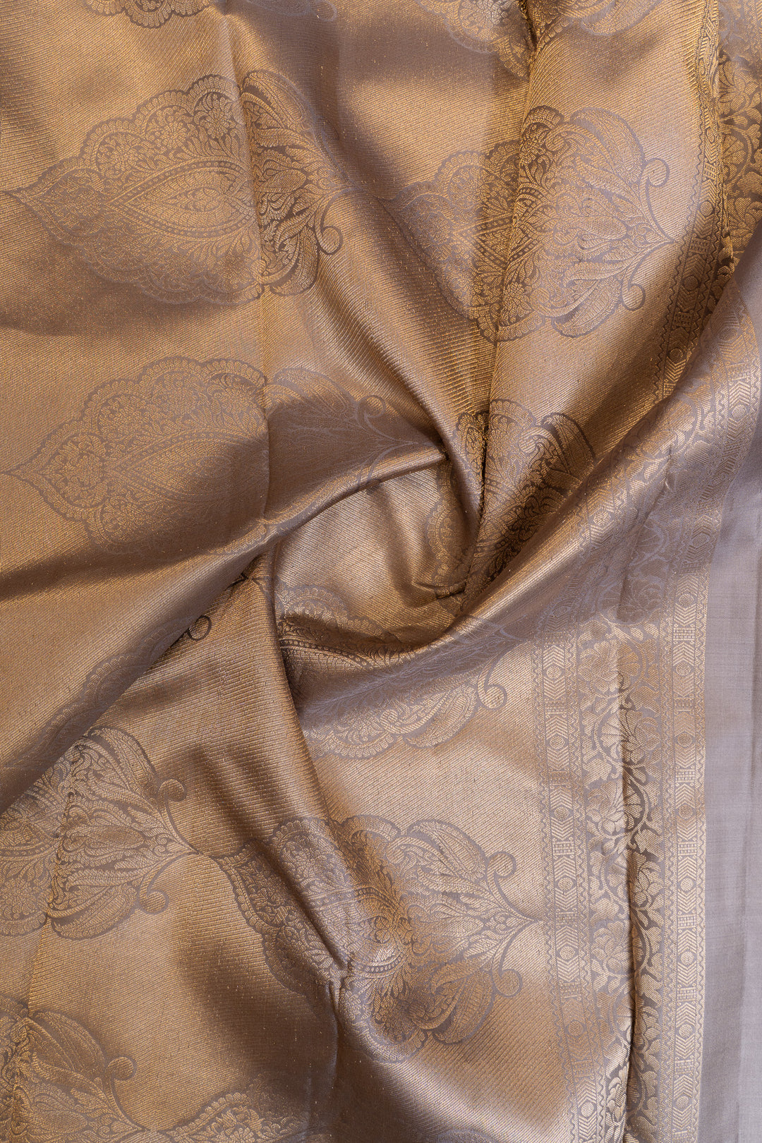 Grey brocade pure Kanchipuram silk saree