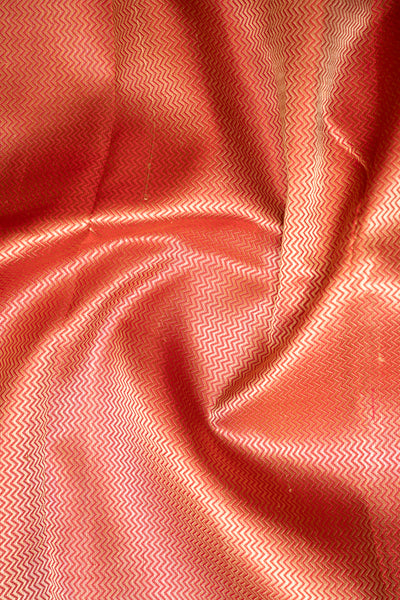 Beige and Red Pure Zari Kanchipuram Silk Saree - Clio Silks