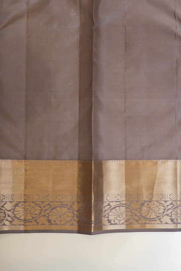 Grey brocade pure Kanchipuram silk saree