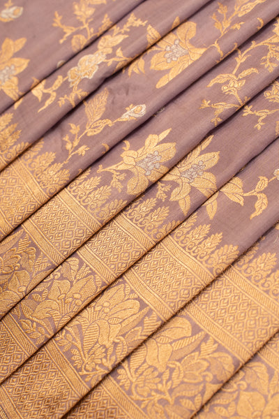 Lilac purple pure Banaras silk saree