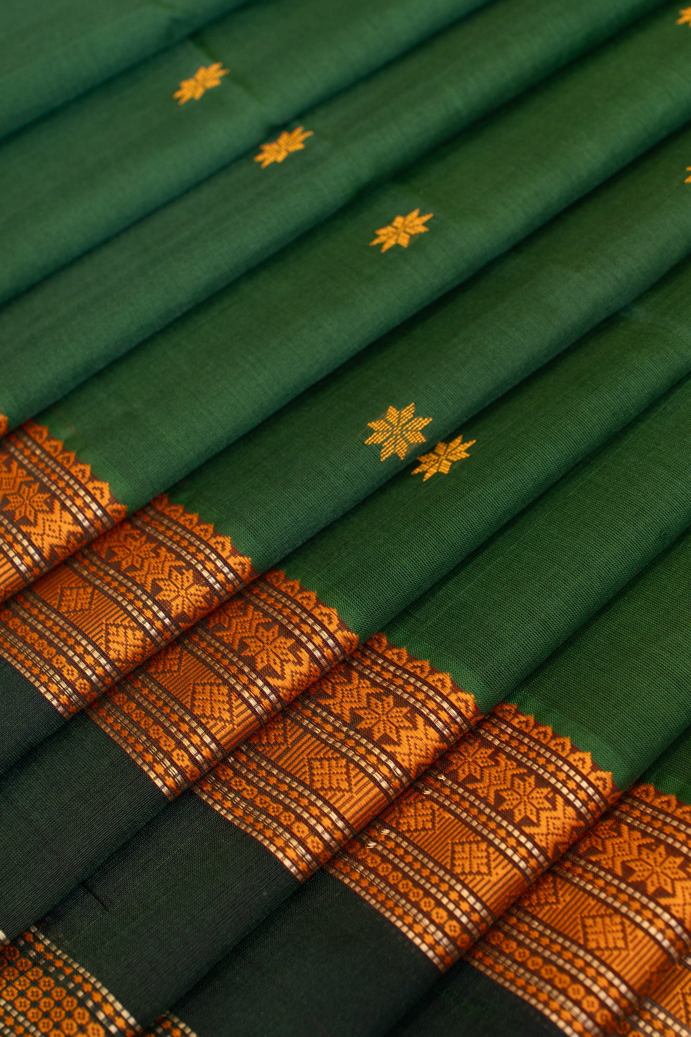 Green thread work pure silk cotton saree