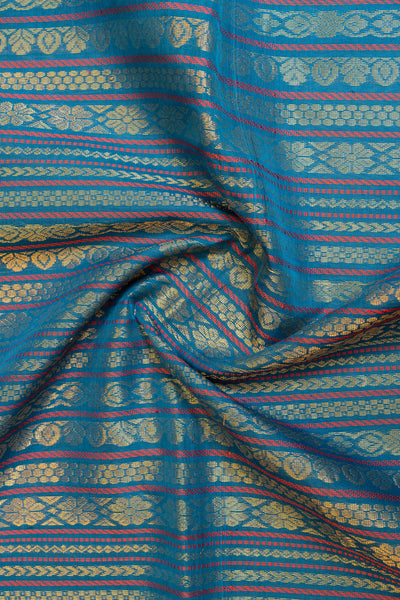 Pink and blue temple pure silk cotton saree