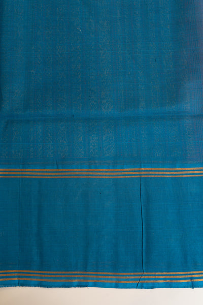 Pink and blue temple pure silk cotton saree