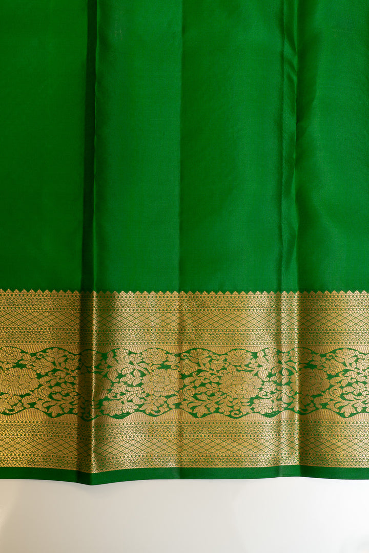 Mustard green ombré shaded brocade pure Kanchipuram silk saree
