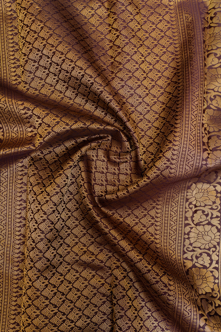Matte purple brocade pure Kanchipuram silk saree