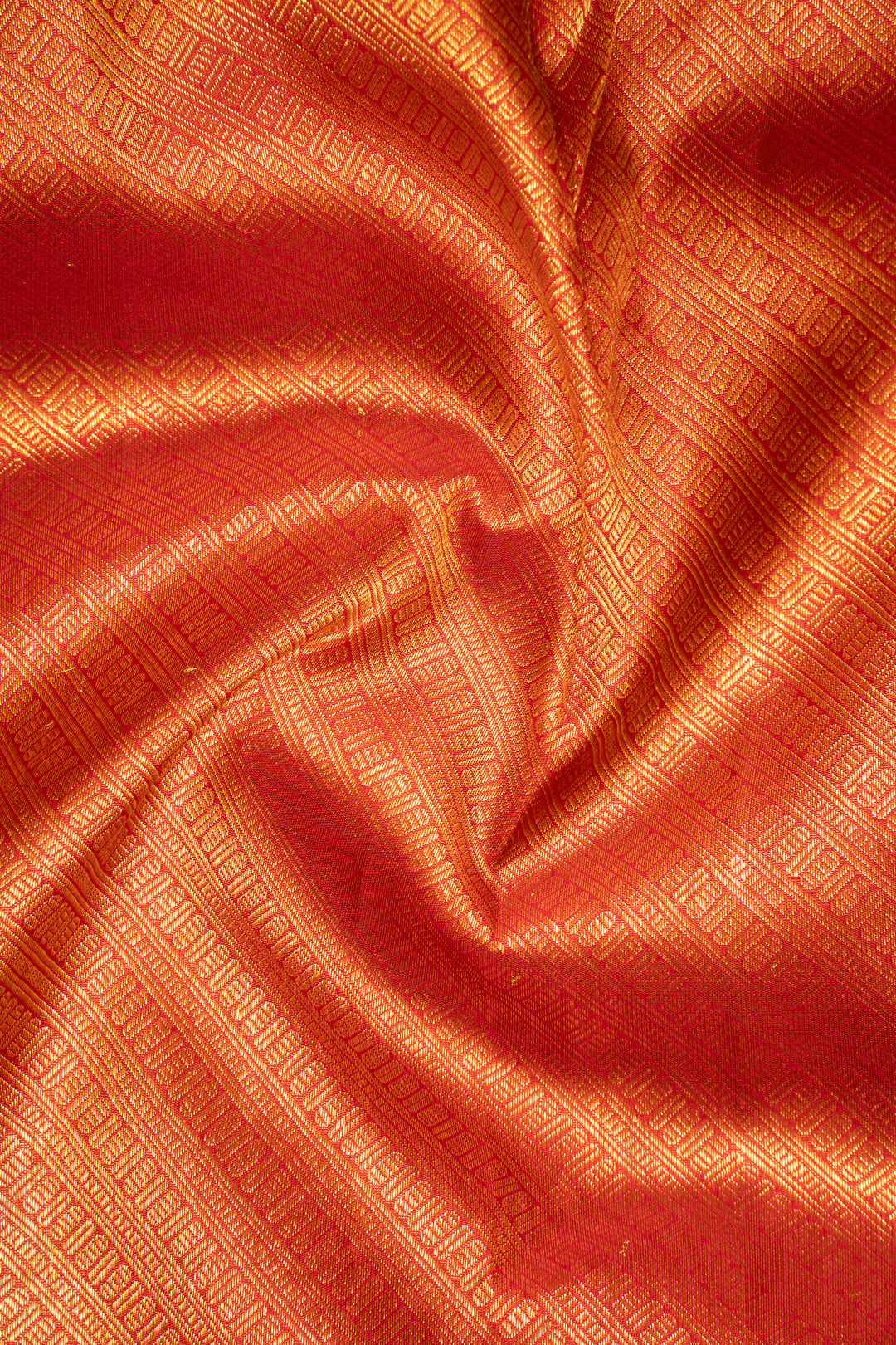 Red and Gold Zari Brocade Pure Kanchipuram Silk Saree - Clio Silks