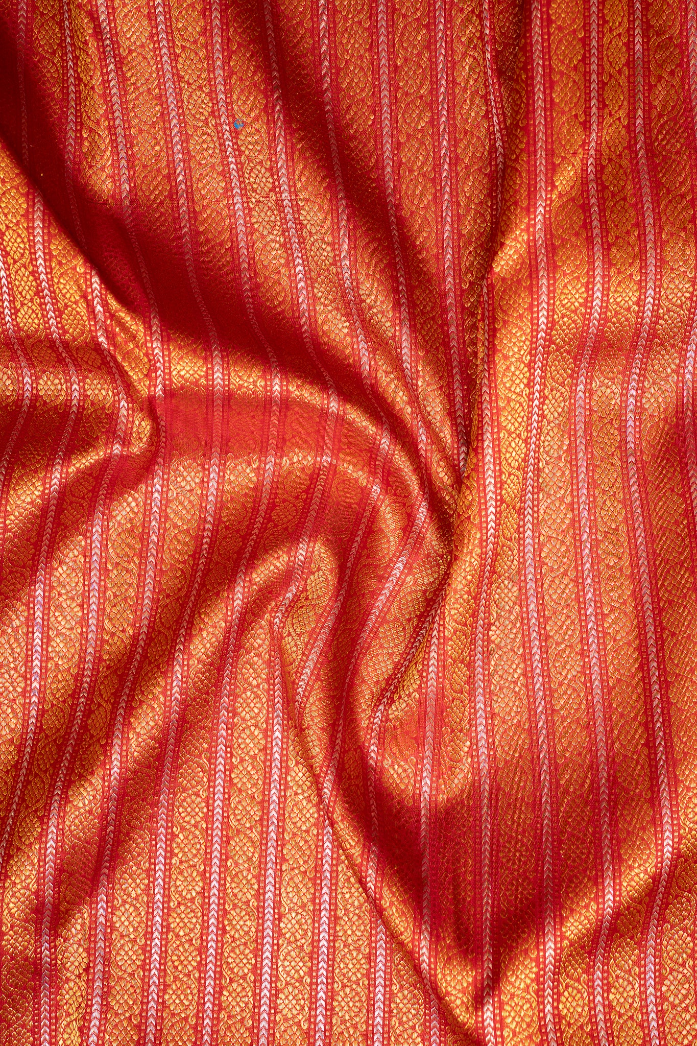 Red and Gold Zari Brocade Pure Kanchipuram Silk Saree - Clio Silks