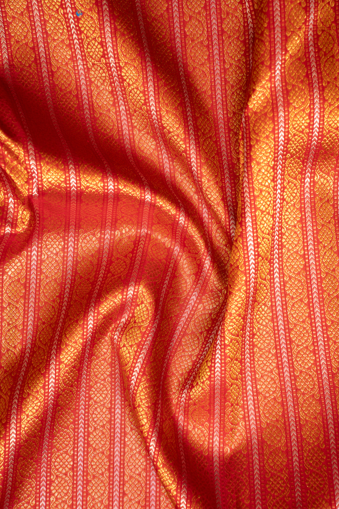 Red and Gold Zari Brocade Pure Kanchipuram Silk Saree - Clio Silks