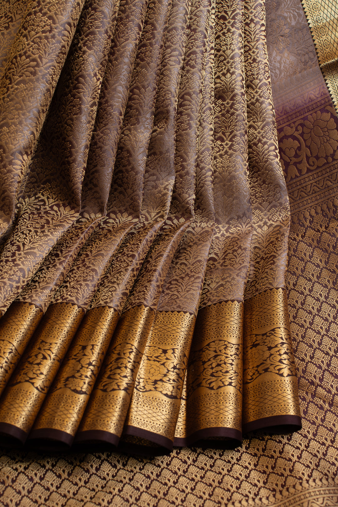 Matte purple brocade pure Kanchipuram silk saree