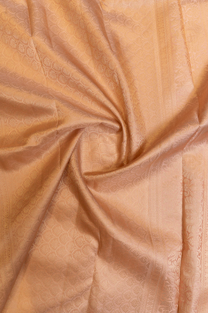 Apricot pink brocade pure Kanchipuram silk saree