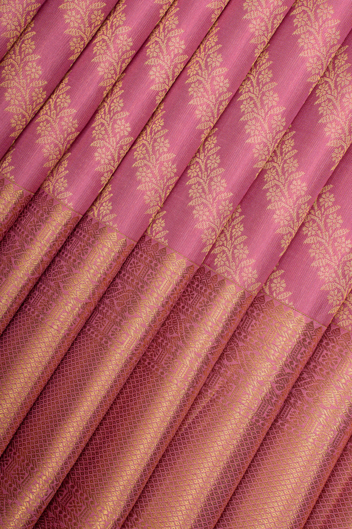 Baby Pink Leheriya Pure Kanchipuram Silk Saree