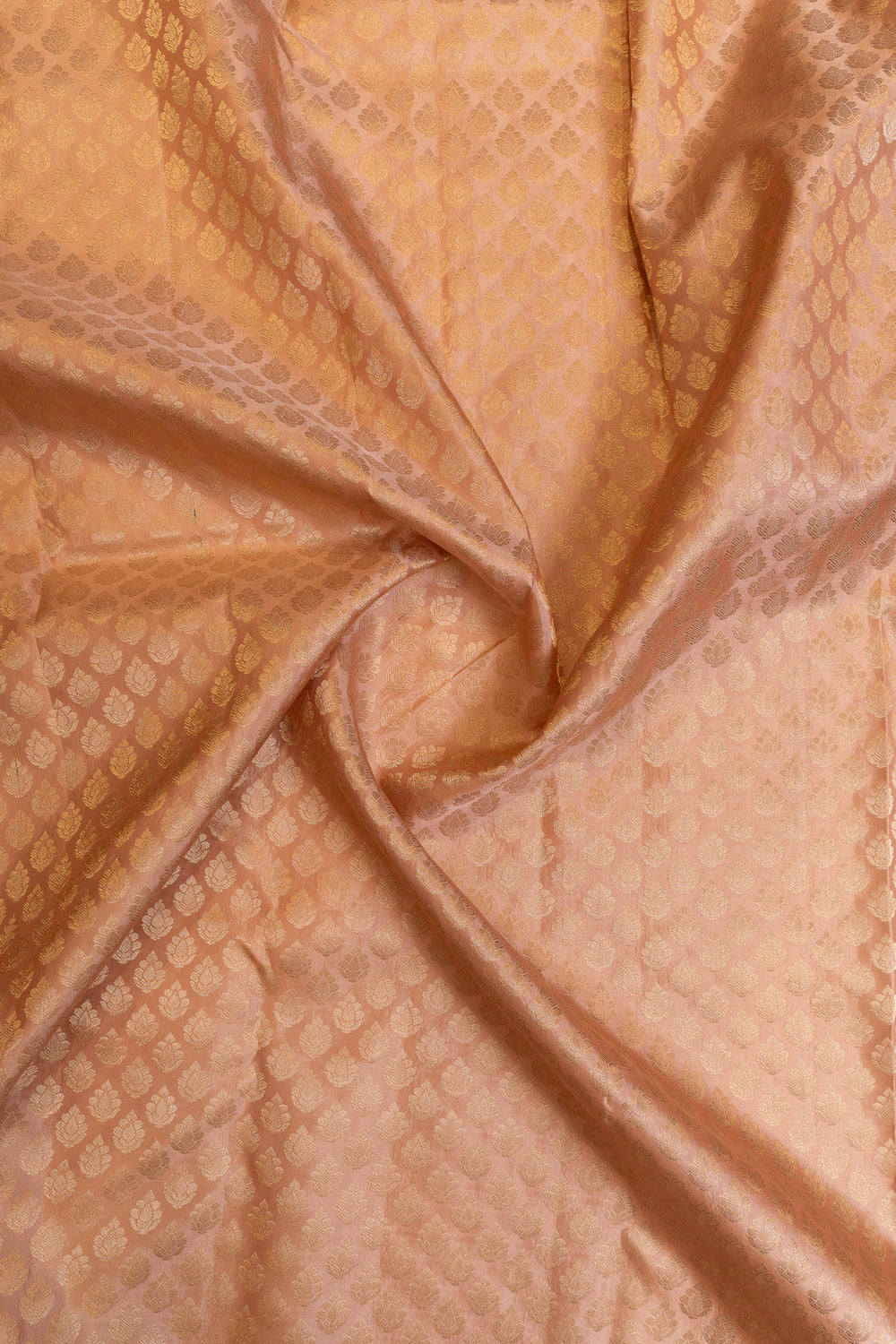 Apricot pink brocade pure Kanchipuram silk saree