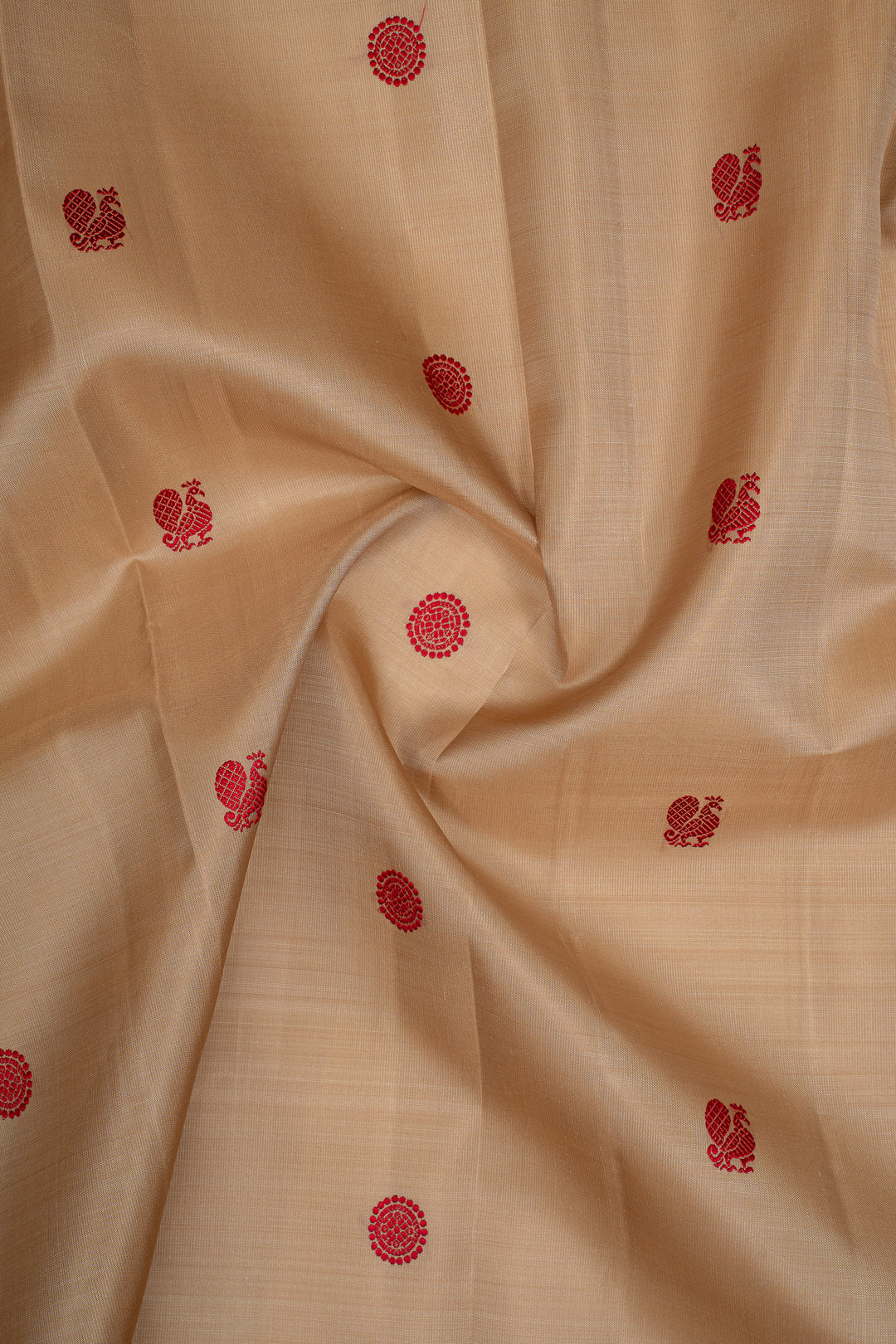 Khaki and Red Pure Kanchipuram Silk Saree