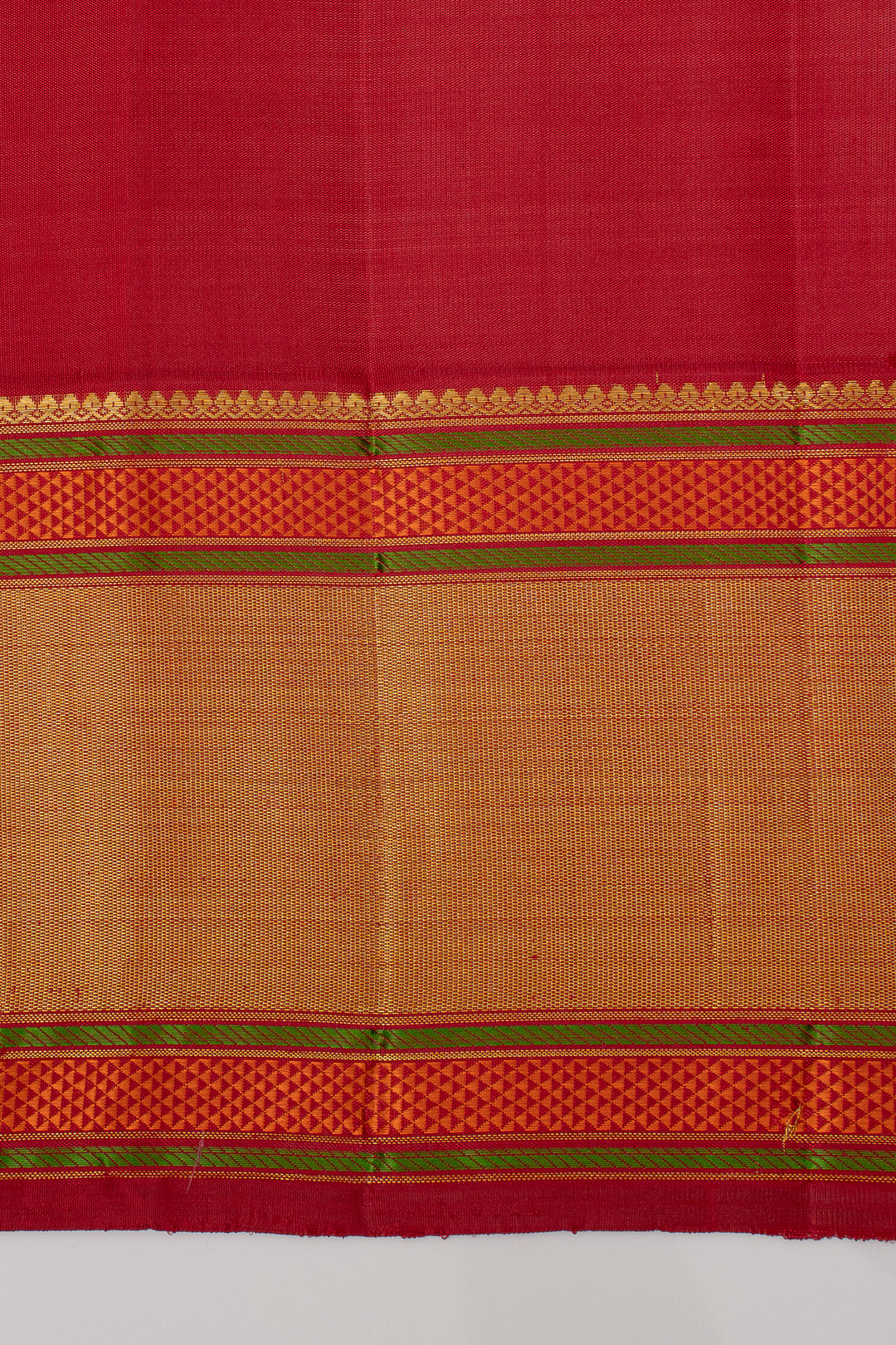 Khaki and Red Pure Kanchipuram Silk Saree