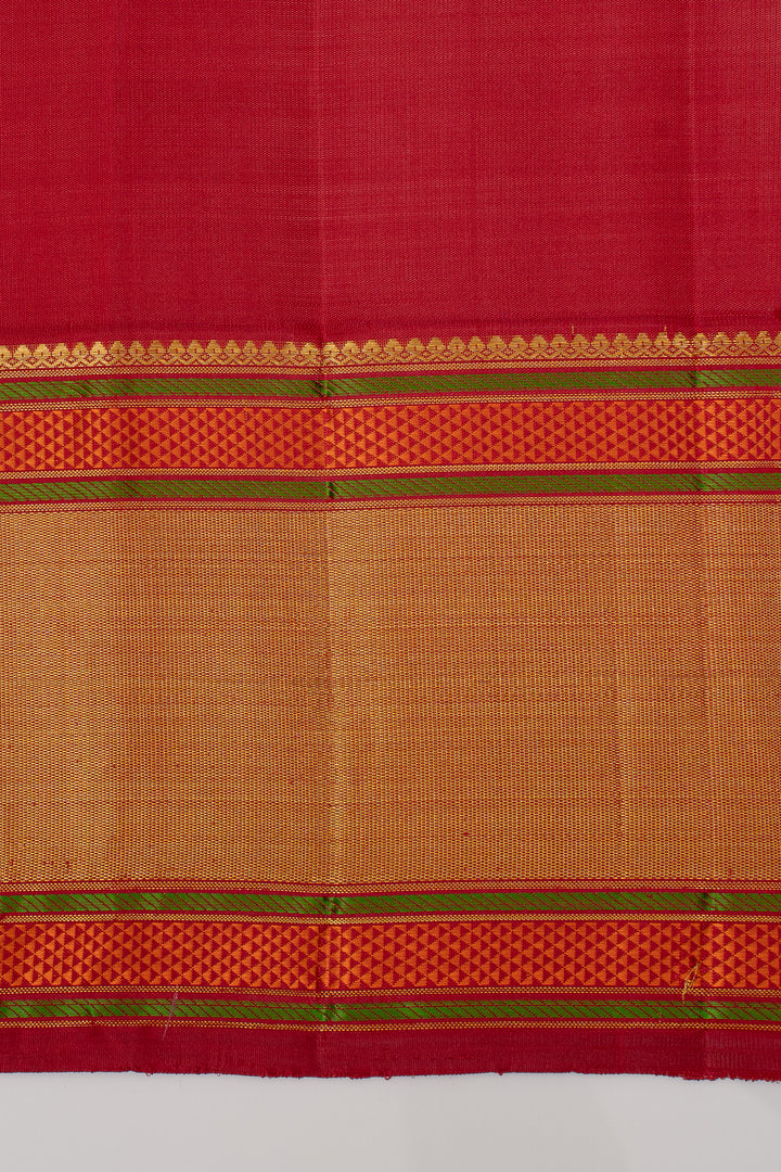 Khaki and Red Pure Kanchipuram Silk Saree