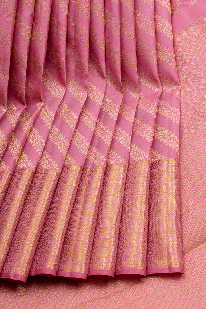 Baby Pink Leheriya Pure Kanchipuram Silk Saree