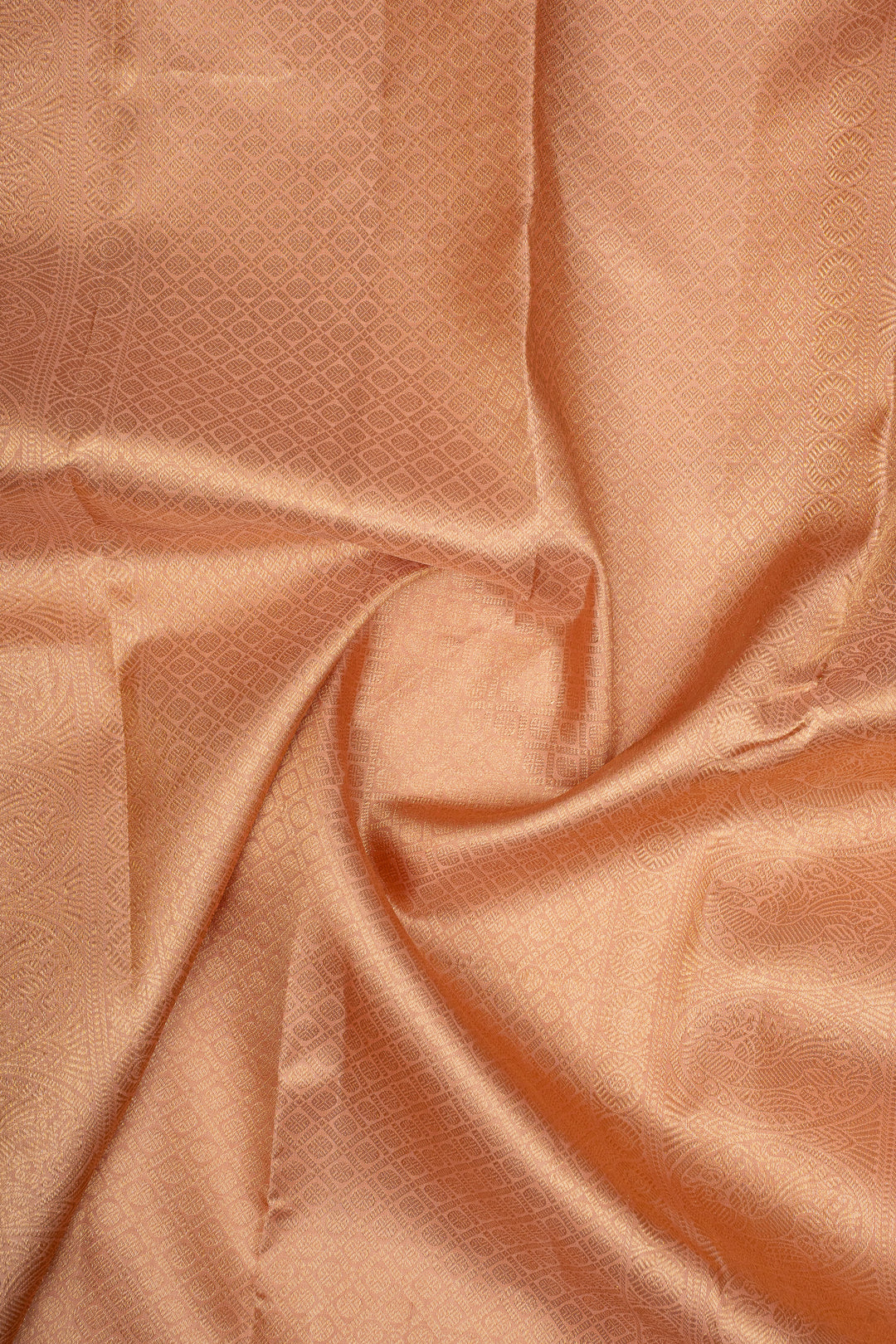 Peach Zari Checks Pure Kanchipuram Silk Saree