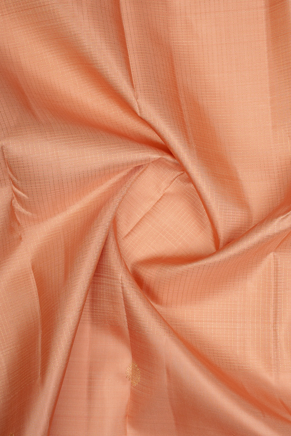 Peach Zari Checks Pure Kanchipuram Silk Saree