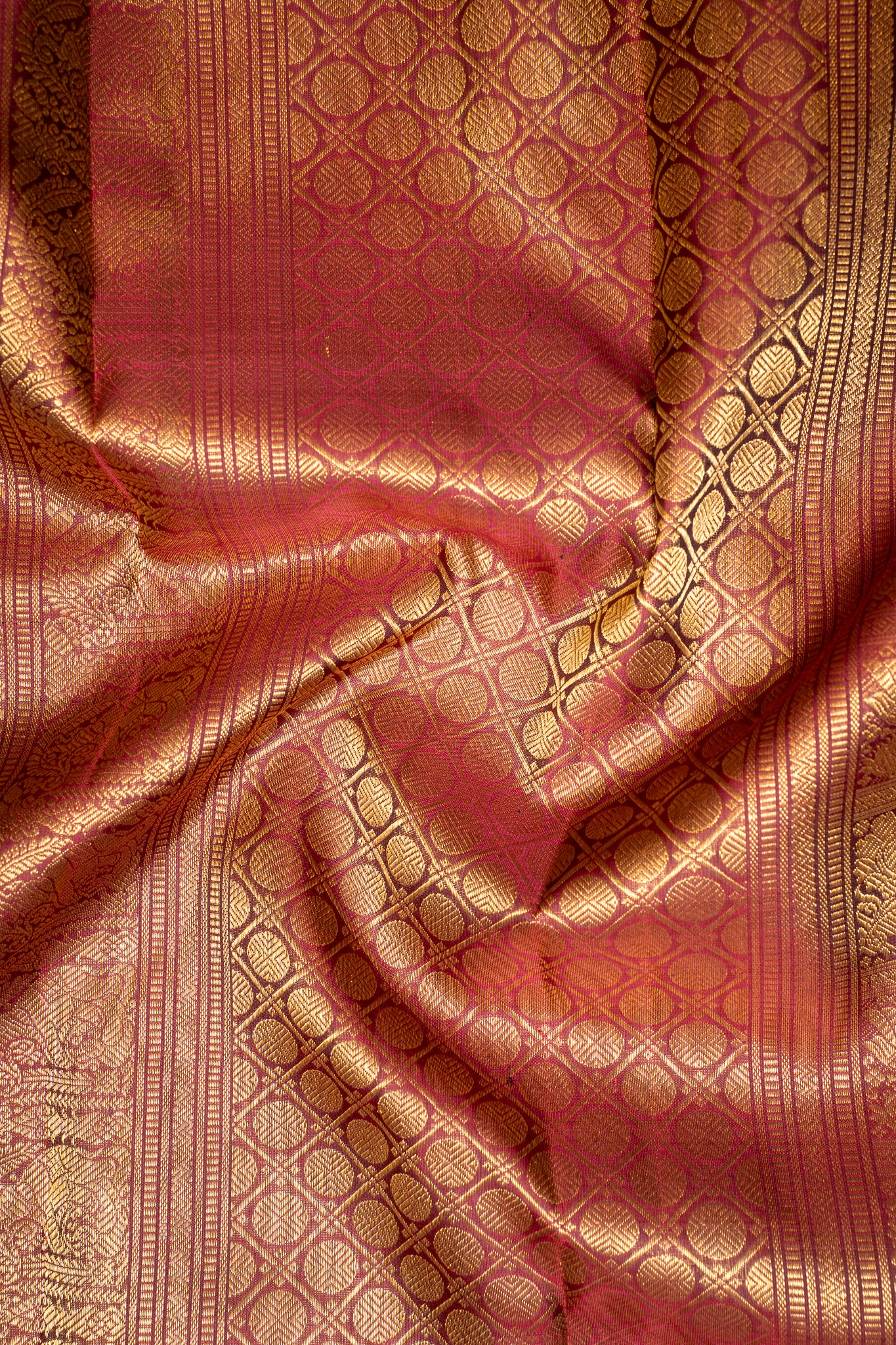 Peacock Green Thread Brocade Pure Zari Kanchipuram Silk Saree - Clio Silks
