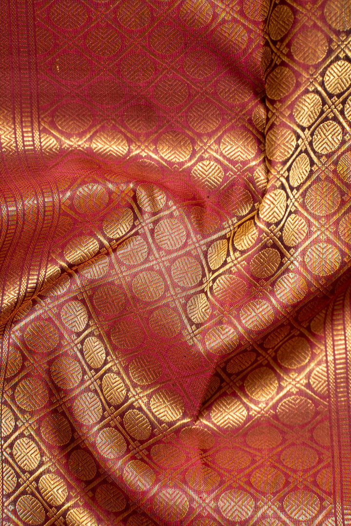 Peacock Green Thread Brocade Pure Zari Kanchipuram Silk Saree - Clio Silks