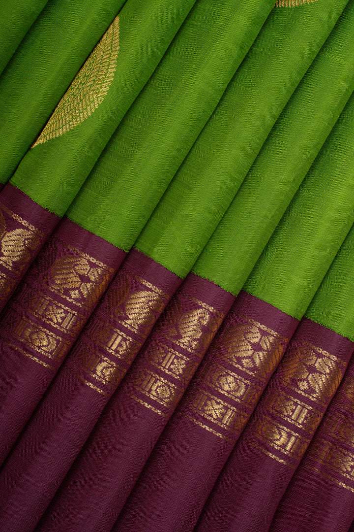 Sampanga green and jamun rettai pettu pure kanchipuram silk saree