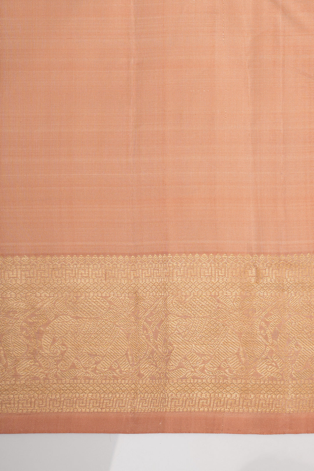 Peach Zari Checks Pure Kanchipuram Silk Saree
