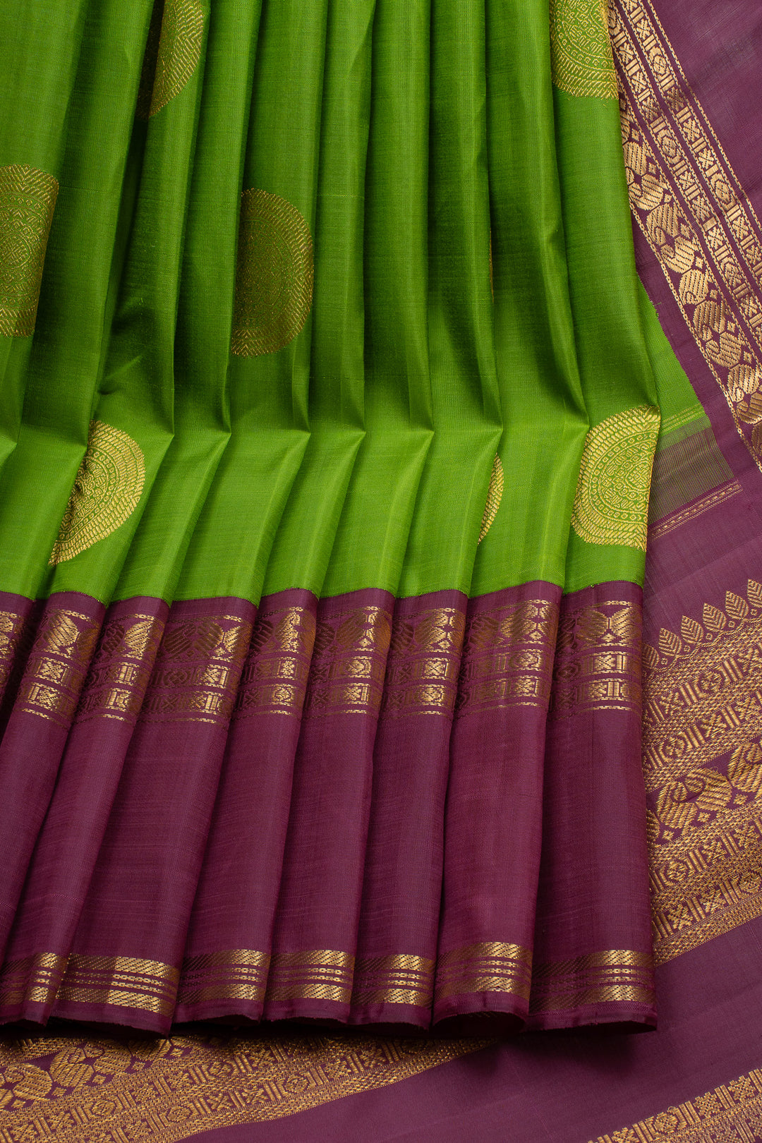 Sampanga green and jamun rettai pettu pure kanchipuram silk saree