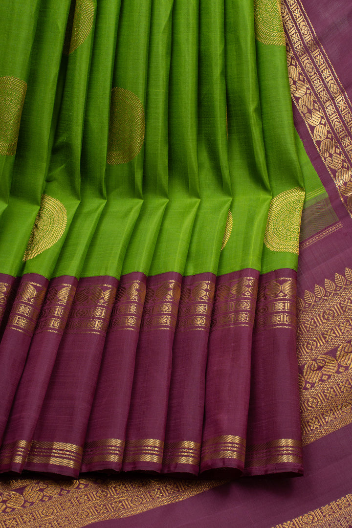 Sampanga green and jamun rettai pettu pure kanchipuram silk saree