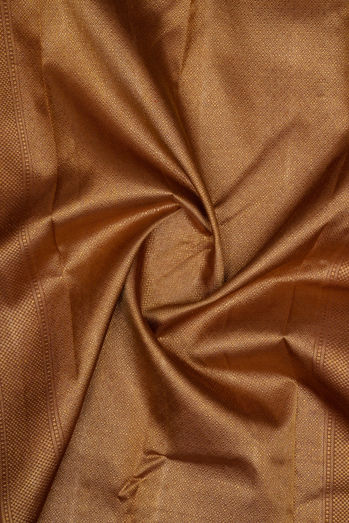 Purple and brown Jamdani checks pure kanchipuram silk saree