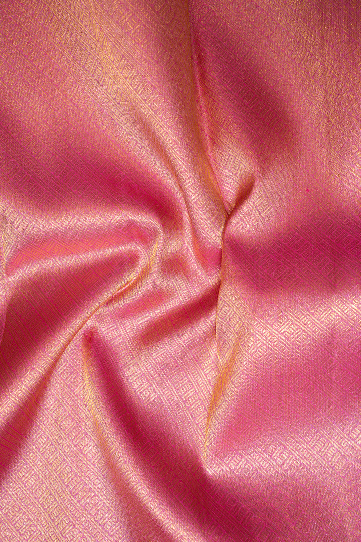 Pastel Pink Brocade Checks Pure Kanchipuram Silk Saree - Clio Silks