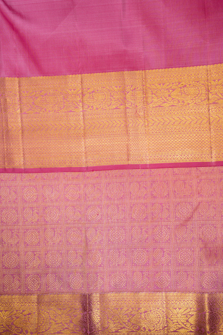 Pastel Pink Brocade Checks Pure Kanchipuram Silk Saree - Clio Silks