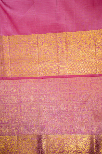 Pastel Pink Brocade Checks Pure Kanchipuram Silk Saree - Clio Silks