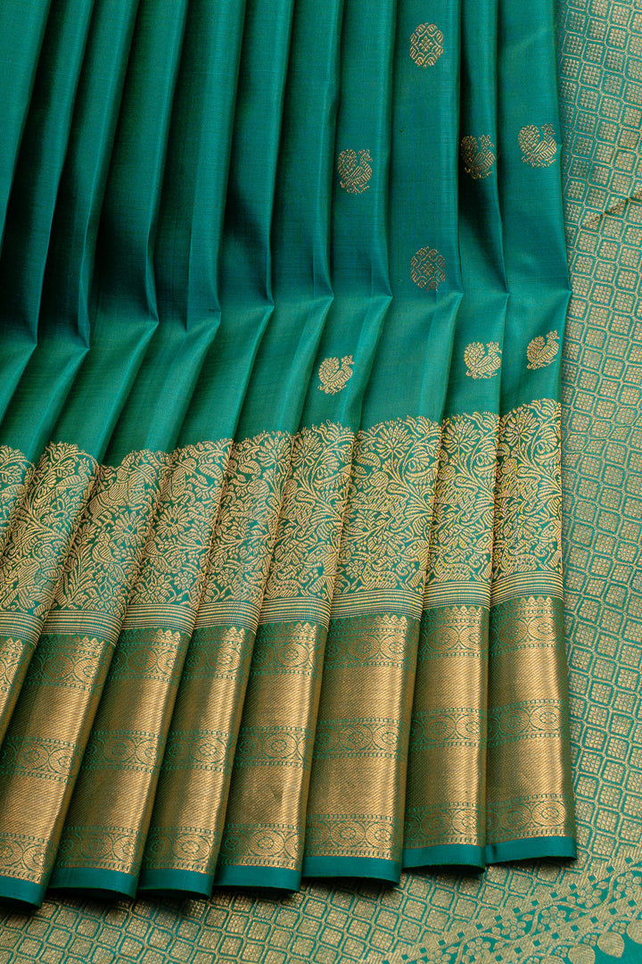 Forest Green Vanasingaram Turning Border Pure Kanchipuram Silk Saree