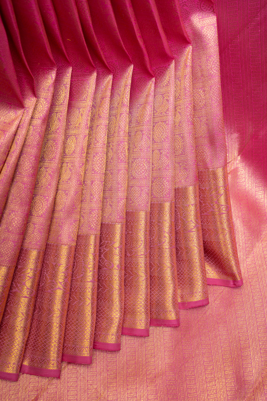 Pastel Pink Brocade Checks Pure Kanchipuram Silk Saree - Clio Silks