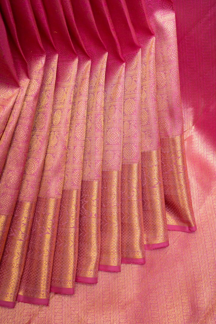 Pastel Pink Brocade Checks Pure Kanchipuram Silk Saree - Clio Silks