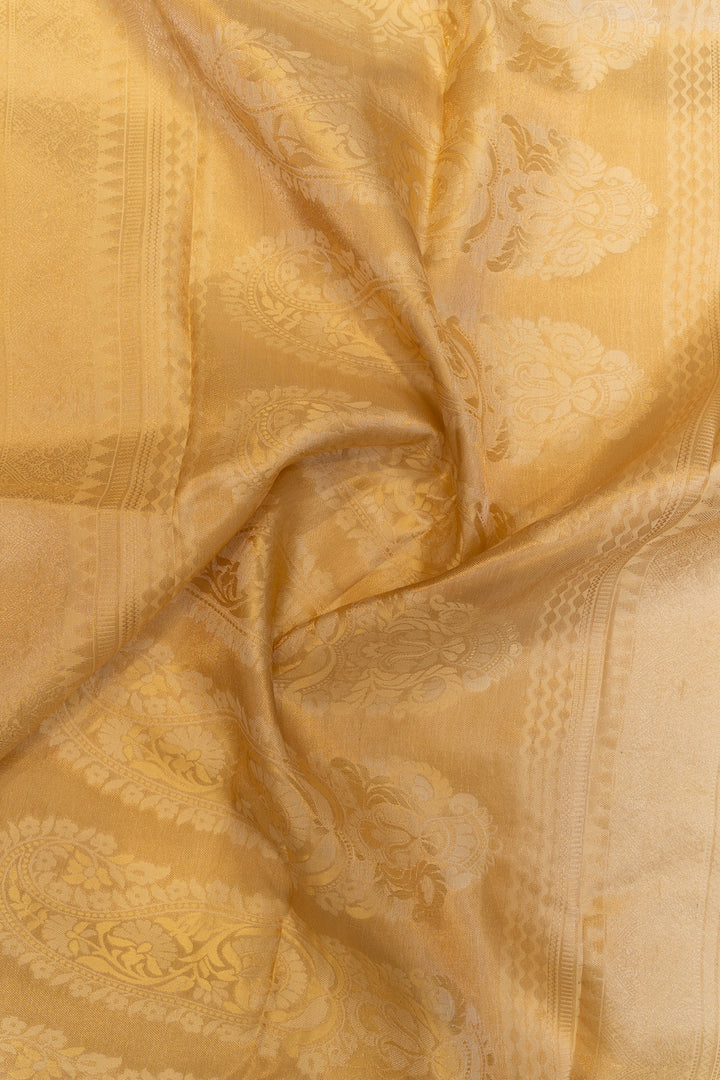 Sandal gold brocade pure Kanchipuram silk saree