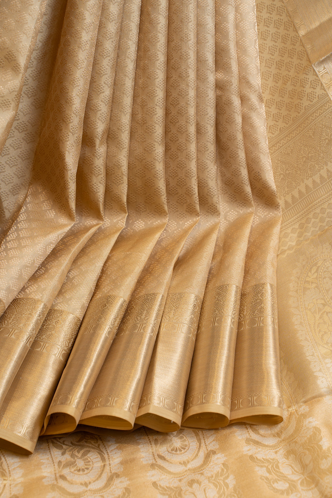 Sandal gold brocade pure Kanchipuram silk saree