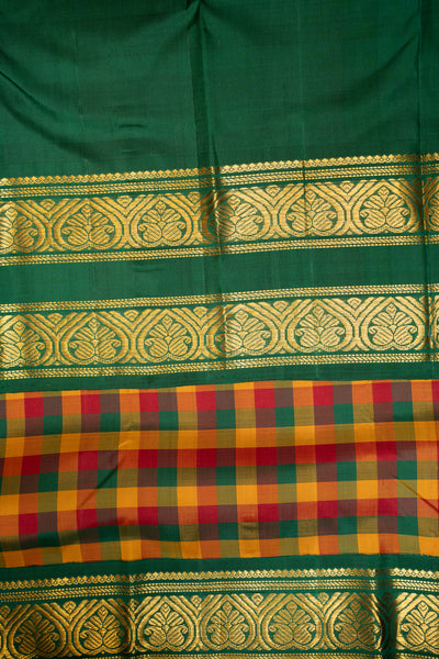 Palum Pazhamum Multi Checks Pure Kanchipuram Silk Saree - Clio Silks