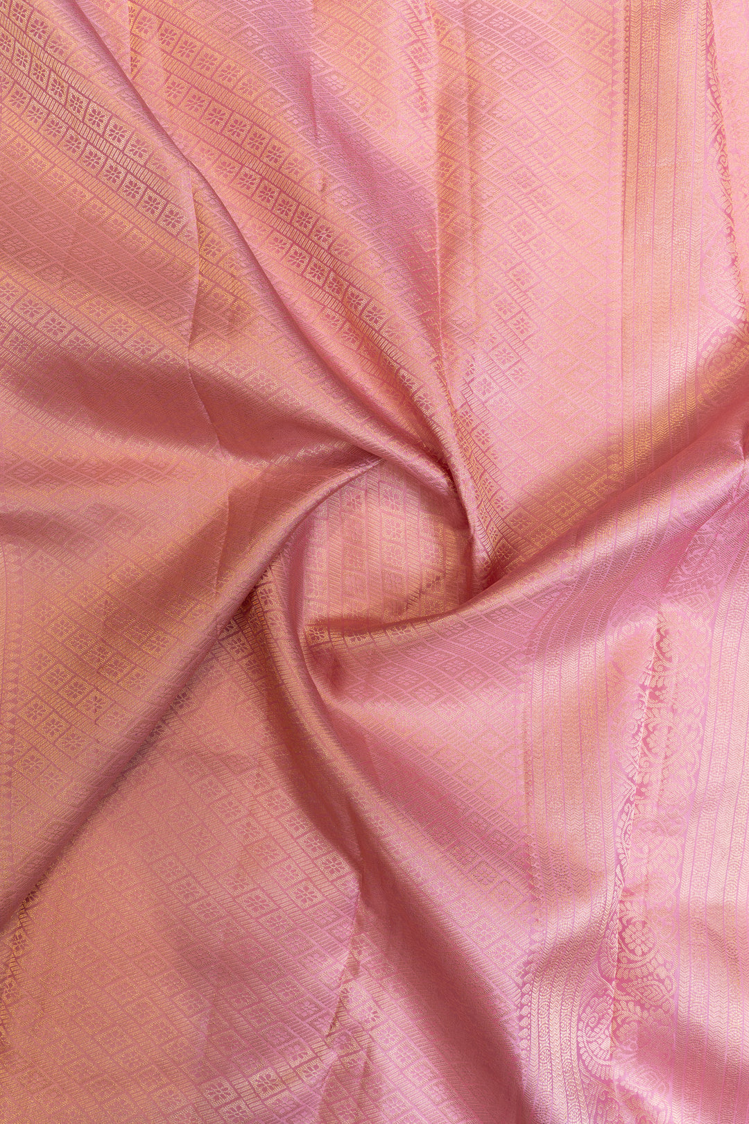 Lotus pink paisley brocade pure Kanchipuram silk saree