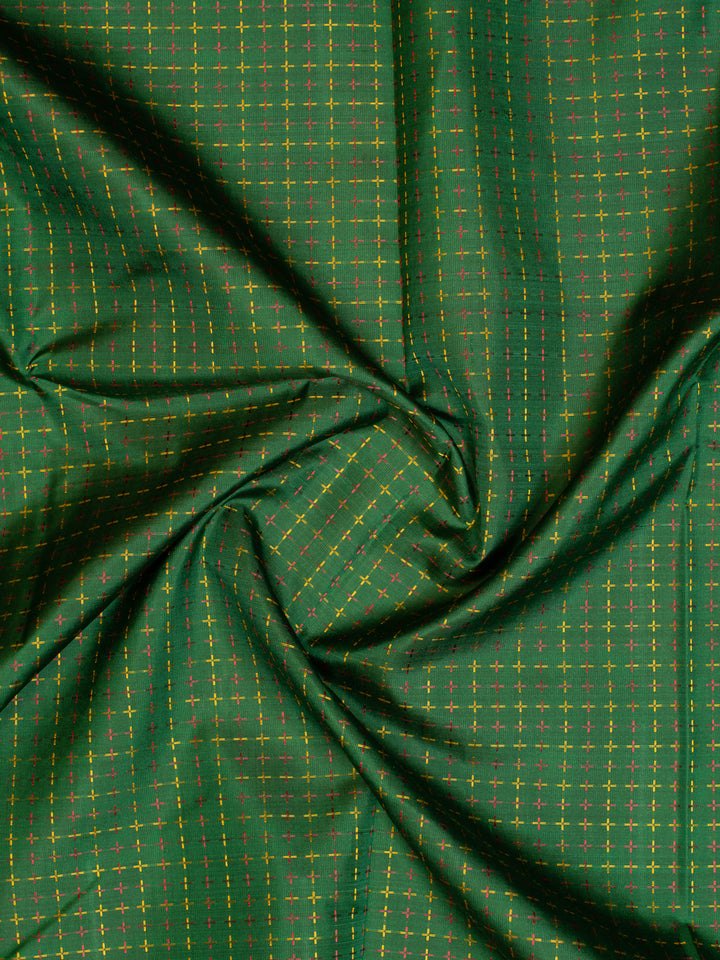 Bottle Green Plus Butta Pure Zari Kanchipuram Silk Saree