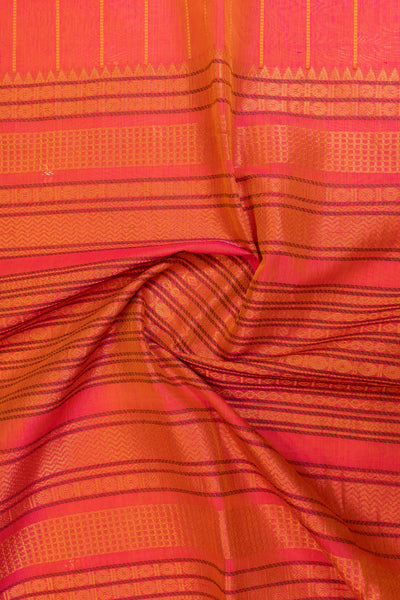 Magenta pink thread checks pure silk cotton saree