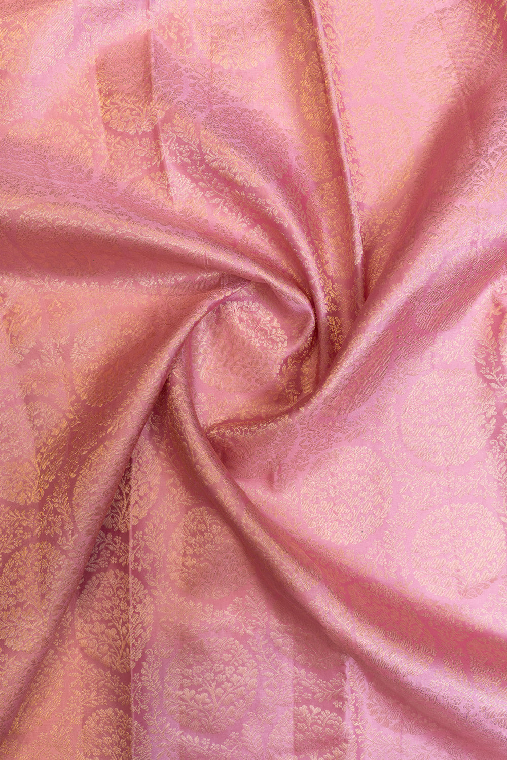 Lotus pink paisley brocade pure Kanchipuram silk saree